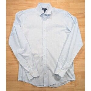 Buttoned Down Mens Shirt L Large Slim Fit Striped Long Sleeve Blue White